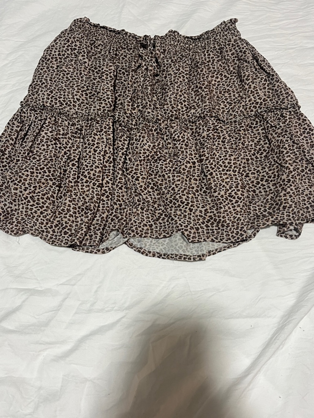 Leopard Print Tiered Skater Mini Skirt - Brown